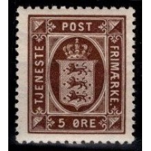 1921-23. Danmark. Tjenestefrimærker. 5 øre brun. Postfrisk.